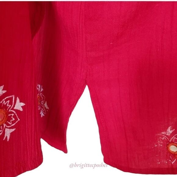 P . T . Red 100% Cotton ¾ Sleeves Top - Picture 5 of 12